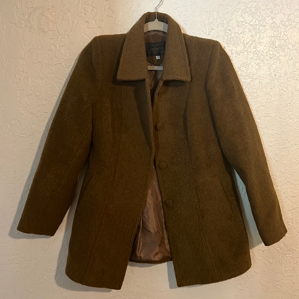 Women’s Olive Brown Wool-Blend Coat Jacket